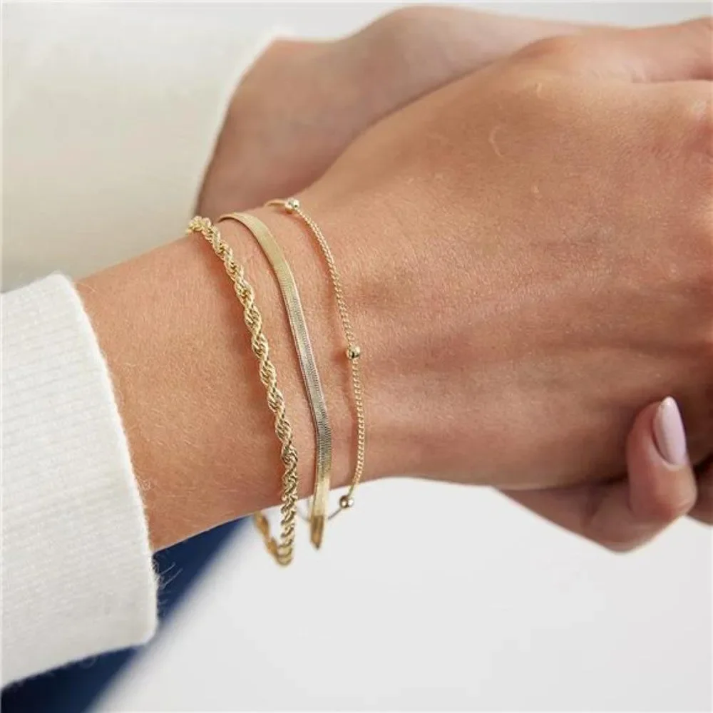 Kyerlyn Gold Bracelets for Women 14K Gold Bracelets Set for Women - Picture 7 of 7